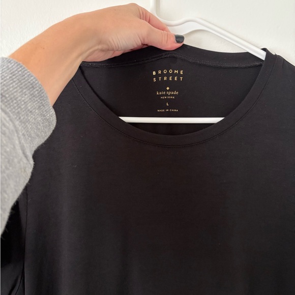 Kate Spade Broome Street Black Lace Flounce Short Sleeve Tee Size Large - Picture 5 of 6